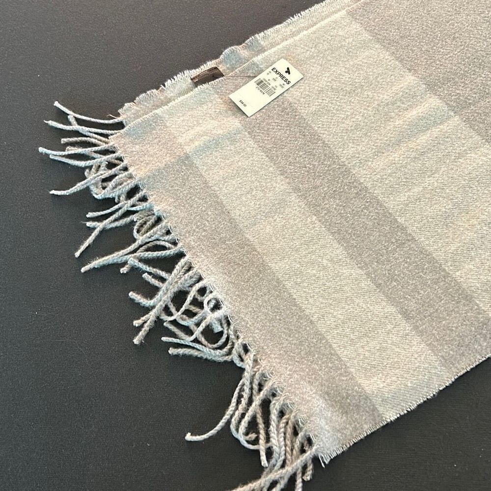 EXPRESS Gray Fringed Scarf NWT